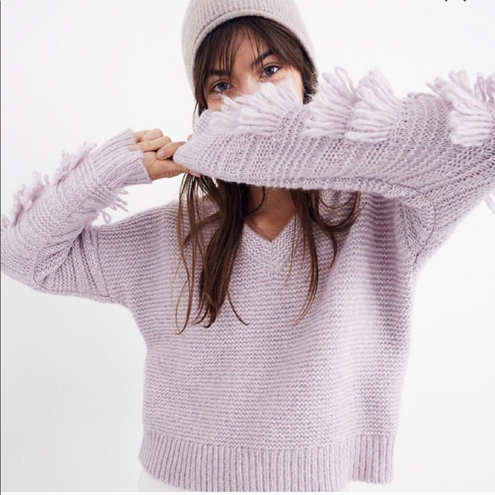 guc madewell Fringe sleeve pullover sweater